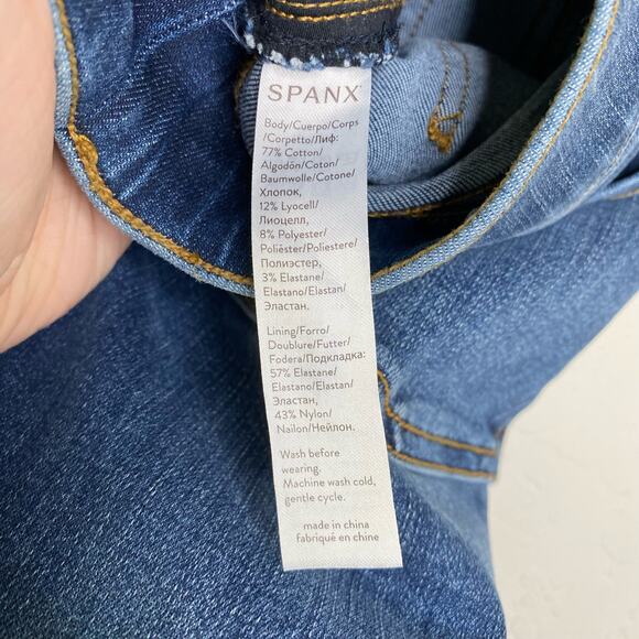 Spanx Medium Wash Distressed Ankle Skinny Jeans Medium - Picture 5 of 9